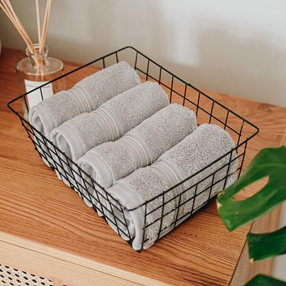 Milara Turkish Super-Plush Wash Cloths Set 4-Piece | Premium 100% Cotton Washcloths Absorbent, Durable with Hanging Loops | Silver Gray Bath Washcloths, (13 x 13 Inch) - color: Silver Gray, size: Wash Cloth (4 Pcs) - 13" x 13"