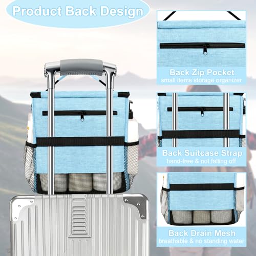 Portable Shower Caddy for Dorm Room Essentials, Foldable Mesh Shower Bag for College, Large Capacity Toiletry Bag Tote Bag Shower Caddy Portable for Student Boy Girl Bath Essentials (Dusty Blue) | Quick Dry, Large Capacity Hanging Mesh Shower Caddy for Ba