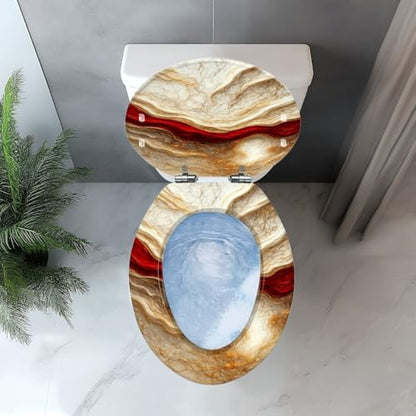 Elongated Resin Toilet Seat, Quietly Close Quick Release Hinges Cover