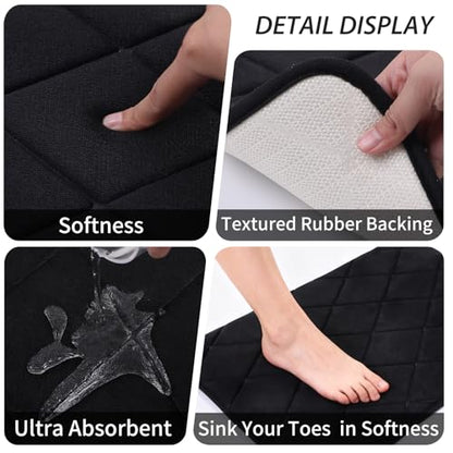 Bathroom Accessory Set - 26PC Bathroom Sets with Shower Curtain and Rugs, Black Bathroom Set, Bathroom Sets with Stainless Steel Trash Can, Toilet Brush
