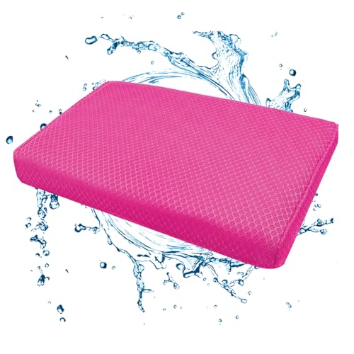 AEROiVi Shower Seat Cushion Non-Slip Silicone Bottom 3D Mesh Washable Pink | Soft Shower Chair Cushion for Benches Quick Drying Washable Mat 3D Mesh Pad with Hook Design Elderly Handicap Disabled - size: Pink