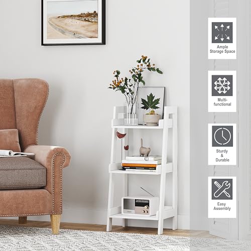UTEX 3-Tier Ladder Shelf and Bathroom Wall Shelf, White