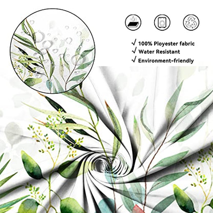 AWERT Stall Shower Curtain Plants for Bathroom,Waterproof Quick-Drying Green Leaves Stall Size Shower Curtain Set with Hooks 36x72 Inch - color: Green and Magenta, size: 36"W x 72"L (Pack of 1)