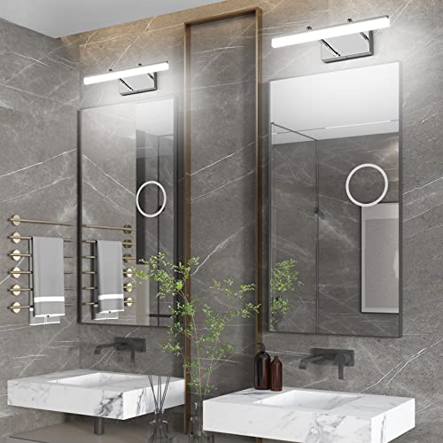 Aipsun 15.7 inch LED Vanity Lights Adjustable Bathroom Wall Light Bathroom Lighting Fixture Over Mirror Chrome Modern Vanity Lighting 5500K - color: Chrome, size: 15.7 in