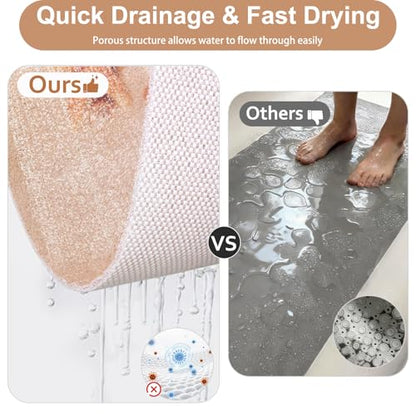 Loofah Shower Mat Non Slip : 24x16 inch Shower Mats for Inside Shower with Drain Hole, Anti Slip Shower Mat - color: Coastal, size: 24" x 16" (Rectangular)