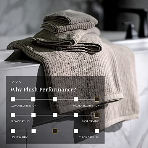Luxury Performance 4-Piece Hand Towel Set | Patented Quick-Dry Tech | Ultra Soft | 16" W x 30" L | Oyster (Tan) - color: Oyster, size: 4 Hand Towels