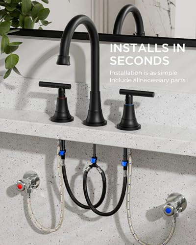 FORIOUS Matte Black Bathroom Faucet 3 Hole Vanity 2 Pack Commercial Faucet | 8 Inch Widespread Bathroom Faucet 3 hole Vanity and 4 Inch Bathroom Faucet Centerset 2 Hole for B2B Commercial, Spare Aerator - color: Matte Black × 2, style: Modern