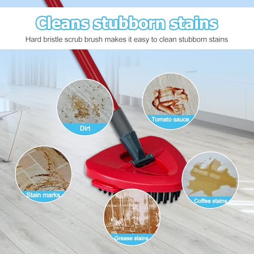 Mop Handle, Chenille Duster & Mop Brush for O-Cedar EasyWring 1-Tank | Mop Handle Combo for O cedar Mop, Mop Replacement for Ocedar Spin Mop, Chenille Duster and Scrub Brush for Wet/Dry Use - size: 2 pack mop heads set