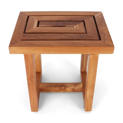 Teak Shower Bench - Teak Shower Seat - Wood Bathroom Stool (Serenity) - color: Natural, size: Medium