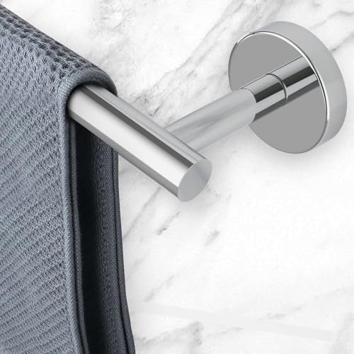 Newfun 10-Pieces Polished Chrome Bathroom Hardware Set 24 Inch | Includes 24 Inch Towel Racks for Bathroom Wall Mounted, Toilet Paper Holder, Towel Hooks, Towel Rings for Bathroom Wall - color: Polished Chrome-ring