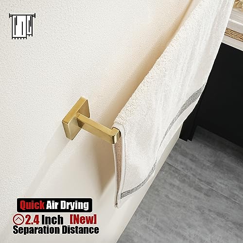 JQK Gold Towel Bar, Rounded Edges 18.41 Inch Towel Rack, 304 Stainless Steel Bathroom Wall Mount, Useable Length 16 Inch, TB250L16-BG - color: Brushed Gold, size: 16.41 Inch