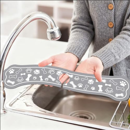 2Pcs Bone Shape Kitchen Sink Splash Guard Faucet Mat Dog Paw Dog Pattern Faucet Mat for Bathroom Kitchen 5.51x23.62In - color: Bone Shape