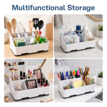 TQRR Bathroom Counter Organizer with Drainage, 6 Slots Toothbrush Holders | Detachable Design, Anti-Slip Base, Vent Electric Toothbrush and Toothpaste Holder Vanity Storage for Bathroom & Sink(Black) - color: Black