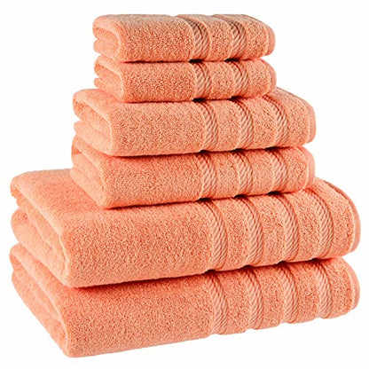American Soft Linen 100% Carde Cotton 6 Piece Towel Set, 590 GSM Heavy Weight Soft Absorbent Turkish Towels for Bathroom, Malibu - color: Malibu