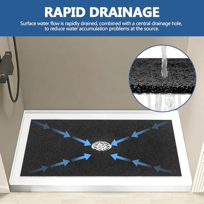Shower Mat Non Slip 32 x 24 inch: Loofah Anti Slip Shower Mat,Non Slip Bathtub Mat for Inside Shower,Quick Drying Shower stall mat with Drain Hole in Middle,for Shower,Bathroom and Wet Areas - color: Black