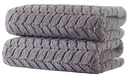 BAGNO MILANO Turkish Cotton Bath Towels, Hand Towels - Soft Plush Jacquard Collection - Highly Absorbent Towel Set (Grey, 6 pcs Towel Set) - color: Grey, size: 6 pcs Towel Set