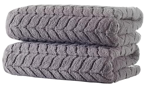 BAGNO MILANO Certified Organic Turkish Cotton Bath Towels, Luxury Jacquard Absorbent, Ultra Soft-Plush Organic Towel Set (Grey, Towel Set of 6) - color: Grey