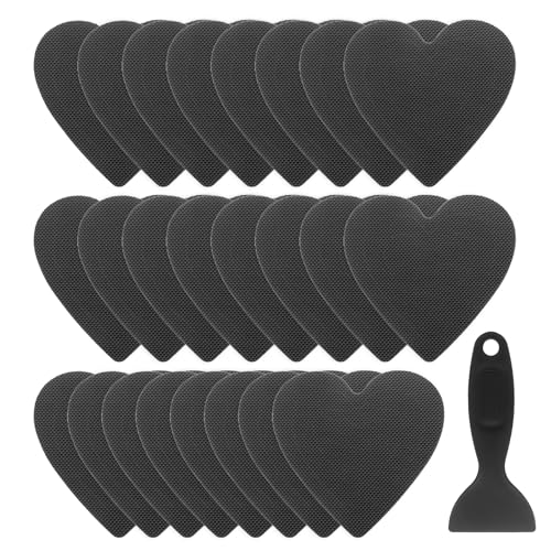HARFINGTON 24pcs Non Slip Bathtub Stickers Bath Shower Floor 4" Anti-Slip Adhesive Sticker Tape Heart Style Decals with Scraper for Bathroom Kitchen Bathtub Treads Stairs, Black - color: Black