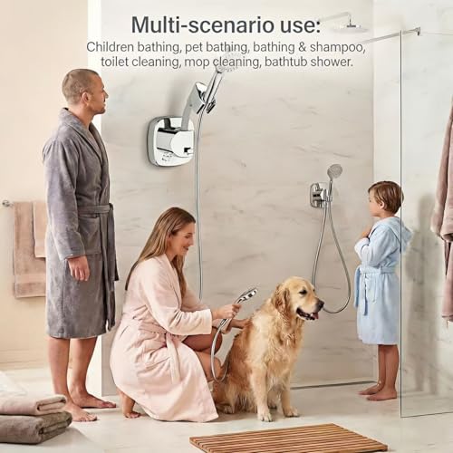 360° Swivel Shower Head Holder with Strong Suction Cup, Adjustable No Drill | Tool-free install in seconds, bathroom wall mount handheld shower bracket, removable, waterproof, 10kg built-in storage hook - color: Gray