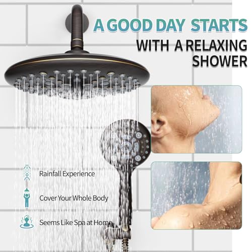 SR SUN RISE Shower Faucet - Multifunctional High Pressure Shower Head System with Handheld Shower Head Fixtures - Valve Included (Oil Rubbed Bronze, 10 inch) - color: Oil Rubbed Bronze, size: 10 Inch
