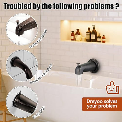 Diverter Tub Spout Compatible with Kohler GP85556-CP (Oil Rubbed Bronze) | Slip On Bathroom Bathtub Faucet Replacement for 1/2"Copper Water Tube, Metal Cover Ring and Foam Gasket Included - color: Oil Rubbed Bronze