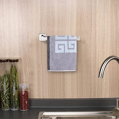 NearMoon Square Hand Towel Holder+ Square Toilet Paper Holder, Premium SUS304 Stainless Steel Rustproof Wall Mounted Towel Ring and Toilet Roll Holder for Bathroom, Kitchen, Washroom, Chrome Finish