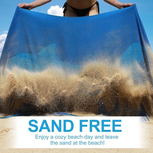 Genovega 6 Packs Oversized Turkish Beach Towels Set 74"x38" Extra Large Sand Free Quick Dry Swim Bath Pool Towel Travel Blanket Adult Essentials Accessories Vacation Multi Shark Turtle Stuff - color: Multi Pattern Four