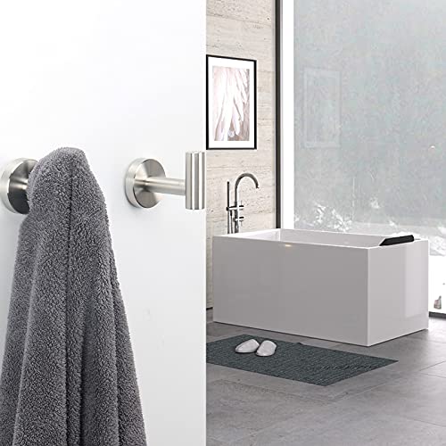NearMoon Bath Towel Hooks- SUS 304 Stainless Steel Robe Hook Holder, Heavy Duty Coat Hook for Bathroom Livingroom Hotel Kitchen Garage, Wall Mounted- 4 Pack (Brushed Nickel) - color: Brushed Nickel, size: 4 Pack