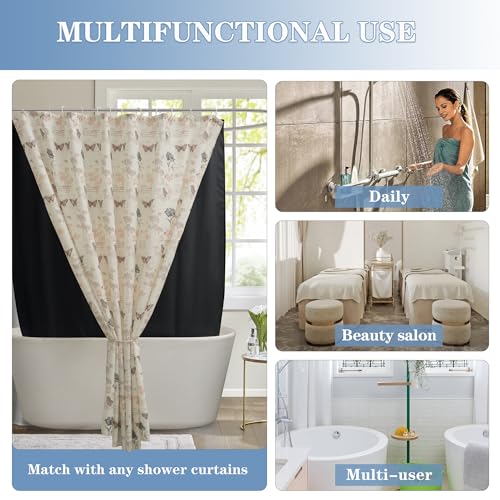 Nasitos Fabric Shower Curtain Liners with Magnets 4 Pcs 36X72 Inch Black | Washable & WaterResistant Fabric Bath Shower Liners for Narrow Stall, Stand Up Shower Stall, RV, Camper - color: Black, size: 36"W x 72"L (Pack of 4)