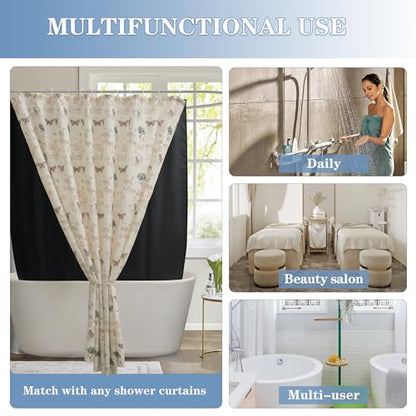 Nasitos Fabric Shower Curtain Liners with Magnets 4 Pcs 36X72 Inch Black | Washable & WaterResistant Fabric Bath Shower Liners for Narrow Stall, Stand Up Shower Stall, RV, Camper - color: Black, size: 36"W x 72"L (Pack of 4)