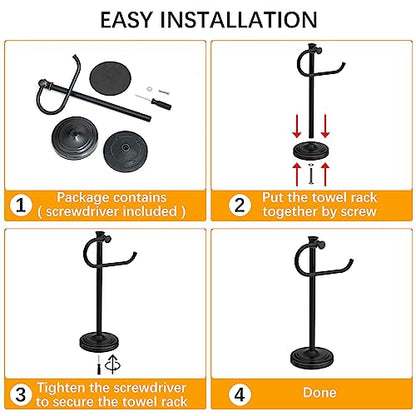 17 Inch Oil Rubbed Bronze Stand Towel Bar Hanger Hand Towel Bar Bathroom Vanity Countertop Towel Holder Free Standing Stainless Steel Towel Ring Hardware Accessories Towel Rack - color: Bronze