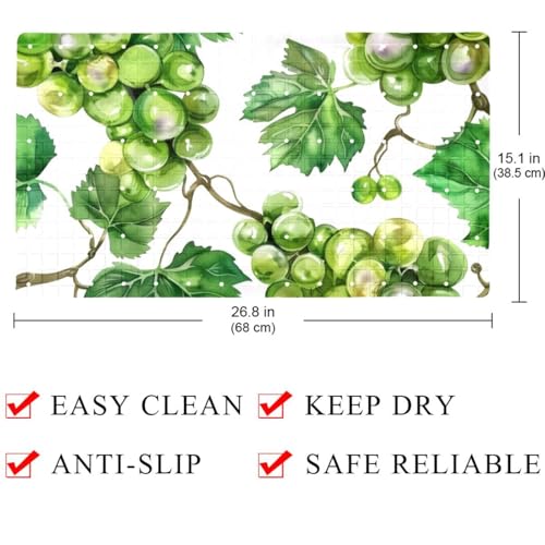 Bathtub Mats for Shower Tub, Watercolor Seamless Green Grapes Anti-Slip Bath Mats for Inside Tub, Bathroom Shower Mats with Drain Holes and Suction Cups - color: Multi 03