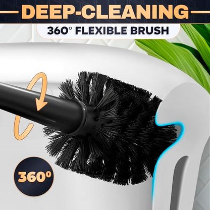 Toilet Brush and Plunger Set, Rubber, 15.2 Inch (Black) | Toilet Bowl Brush, Holder and Plunger, Easy to Place and Simple to Store After Use, Compact Accessory for Small Spaces - color: Black With Plunger