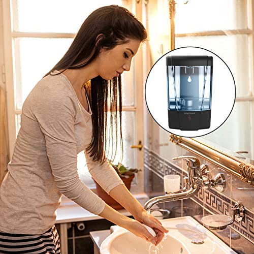 interhasa! Soap Dispenser, Touchless Hand Sanitizer Dispenser Wall Mount Automatic Kitchen Soap Dispenser for Commercial Home, Office, 600ml/20oz Black - color: Black