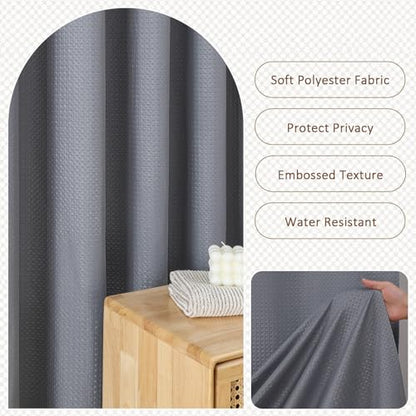Grey Stall Shower Curtain 36 x 72 Inch, Textured Soft Fabric Waffle Narrow Size Modern Shower Small Curtain for Bathroom Hotel, Machine Washable, Water Resistant, 36Wx72L Inches - color: Grey, size: 36"W x 72"L (Pack of 1)