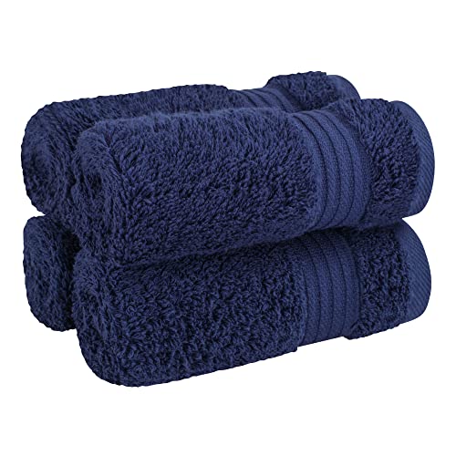 Cotton Paradise 100% Cotton Turkish Towel Set, Soft Absorbent Quick Dry, 4 Piece Washcloth Set, Navy Blue - color: Navy Blue, size: 13"x13"
