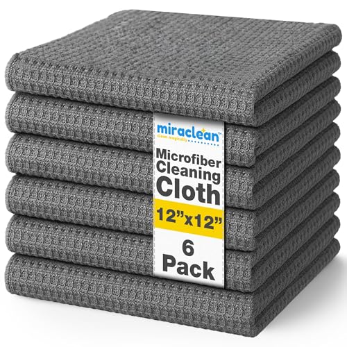 Waffle Weave Microfiber Towel, 12 x 12 inches, Barista Towels, Lint Free Cloth, Glass Towels, Waffle Towels Car Detailing, 6 Pack Premium Microfiber Cleaning Cloth - size: 6 Pack