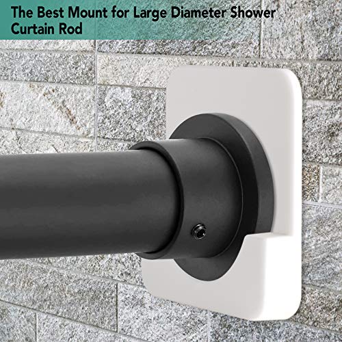 Shower Curtain Rod Holder for Wall Mount | Adhesive Shower Tension Rod Retainer for Tile | No Drilling | Stick On | 2 Pack, White (Shower Curtain Rod Not Included) - color: White