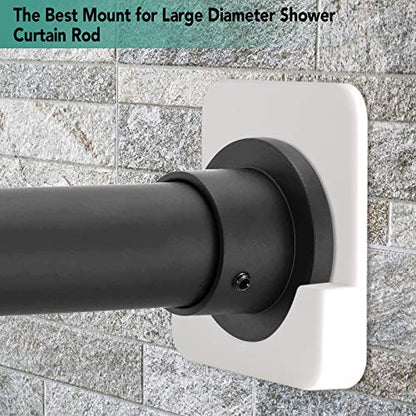 Shower Curtain Rod Holder for Wall Mount | Adhesive Shower Tension Rod Retainer for Tile | No Drilling | Stick On | 2 Pack, White (Shower Curtain Rod Not Included) - color: White