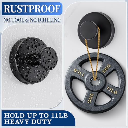 Suction Cup Hooks No Drill Stainless Steel Shower Hooks Towel Hook Heavy Duty on Smooth and Non-Porous Surfaces in Bathrooms Kitchen Bedroom (2, Matte Black) - color: Matte Black