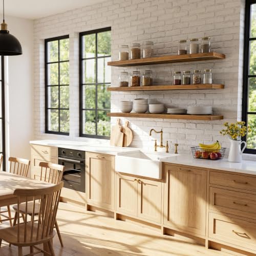 QEEIG 12" Deep Floating Shelves for Wall - 12 x 48 inch Book Shelf Bathroom Bedroom Kitchen Living Room Hanging Bookshelf Farmhouse Set of 3, Brown (026-120BN3) - color: A. Brown, size: 47.2" x 12"