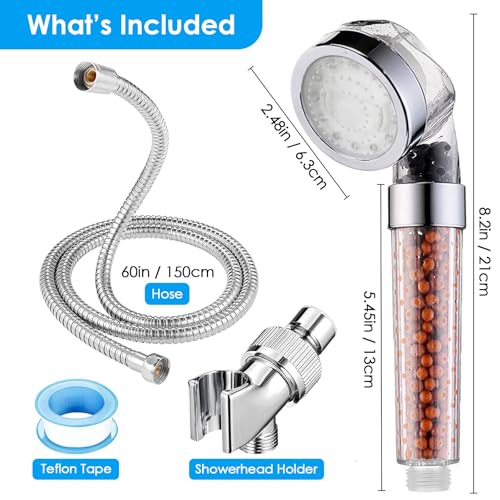 Vacto Temperature Controlled 3-color Changing Shower Head Kit, Water Saving Showerheads with Filtration Beads, LED High Pressure Handheld Shower Head Set with Hose and Bracket - color: Temperature Controlled Shower Head Set
