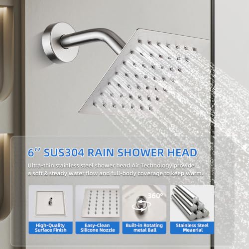 Shower Faucet Set With Handheld Shower Head Brushed | Rain shower Head With Handheld Sprayer - color: Gray