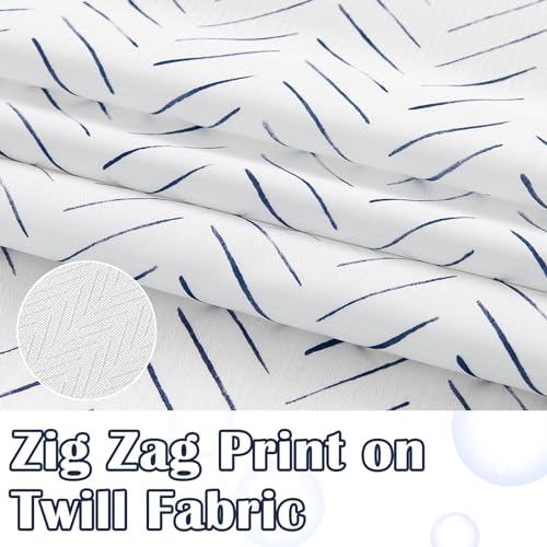 jinchan Small Stall Blue and White Shower Curtain 36x72 Inches Inky Herringbone Chevron Zig Zag Waterproof Fabric Modern Farmhouse Shower Curtains for Bathroom with 7 Hooks - color: Inky Blue, size: 36"W x 72"L (Pack of 1)
