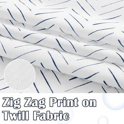jinchan Blue and White Shower Curtain Inky Herringbone Chevron Zig Zag Waterproof Fabric Modern Farmhouse Shower Curtains for Bathroom with 12 Hooks 70x72 Inches - color: Inky Blue, size: 70"W x 72"L (Pack of 1)