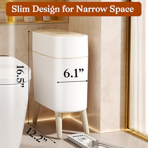 LALASTAR Small Bathroom Trash Can Automatic Touchless, Bathroom Garbage Can with a Lid, Motion Sensor trashcan for Bedroom, Kitchen, Office, 2.5 Gallon, White - color: White-1 Pack