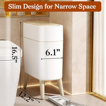 LALASTAR Small Bathroom Trash Can Automatic Touchless, Bathroom Garbage Can with a Lid, Motion Sensor trashcan for Bedroom, Kitchen, Office, 2.5 Gallon, White - color: White-1 Pack