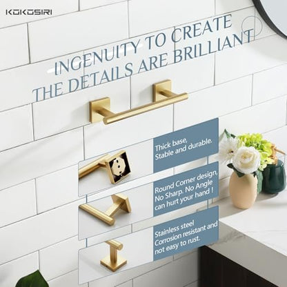 KOKOSIRI Towel Rack for Bathroom 9-Inch Hand Towel Bar Wall Mounted Towel Ring Holder Brushed Gold Stainless Steel Bathroom Organization, B4005BG-L9 - color: Brushed Gold