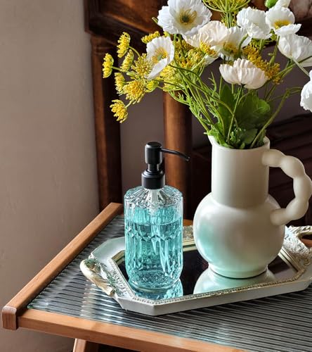 JASAI 18Oz Clear Glass Soap Dispenser with Black Rust Proof Pump | Refillable Kitchen soap Dispenser Thick Glass, Soap Dispenser Bathroom for Hand soap, Dish Soap, Lotion, Body Wash. - color: Clear-black Pump, style: Dazzle