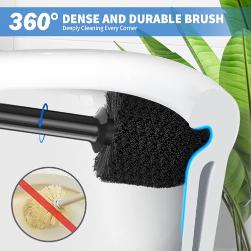 Toilet Plunger and Brush, Bowl Brush and Heavy Duty Toilet Plunger Set with Holder, 2-in-1 Bathroom Cleaning Combo with Modern Caddy Stand for for 5.7-inch Toilet Drain Bathroom Cleaning - color: Black